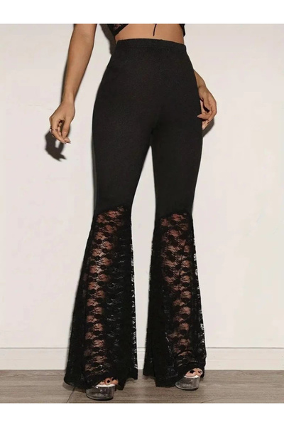 Genel Markalar Kadın Yüksek Bel Dantel Detaylı Dalgıç Pantolon