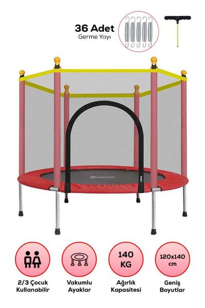 DEMPOWER 140 KG Taşıma Kapasiteli 120x140 cm Koruma Fileli Trambolin