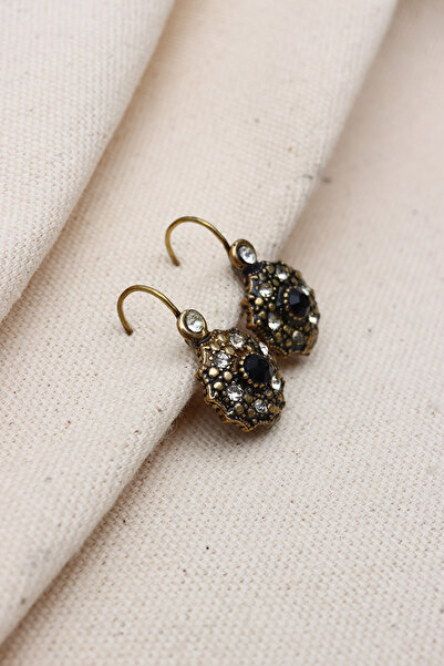 Süspüs Accessories Black Color Stone Detailed Authentic Earrings
