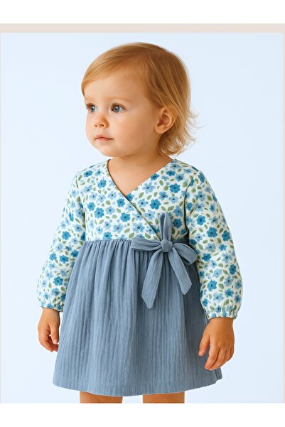Bondberro Müslin Kruvaze Kız Çocuk ve Bebek Elbisesi %100 Pamuk