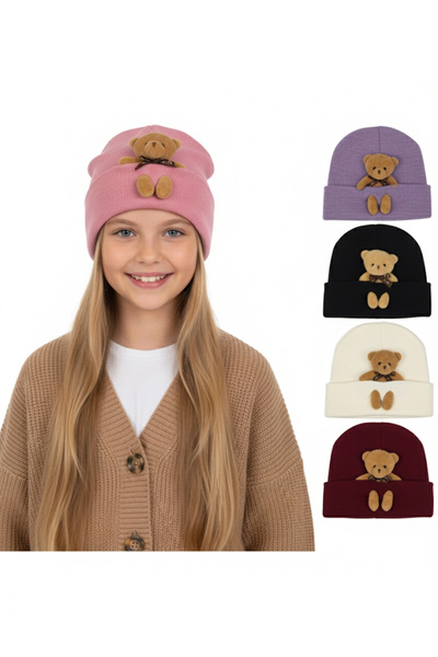 SapkaBere Peluş Ayıcıklı Kışlık Bere Şapka - Soğuk Havaların En Sevimli Koruy...