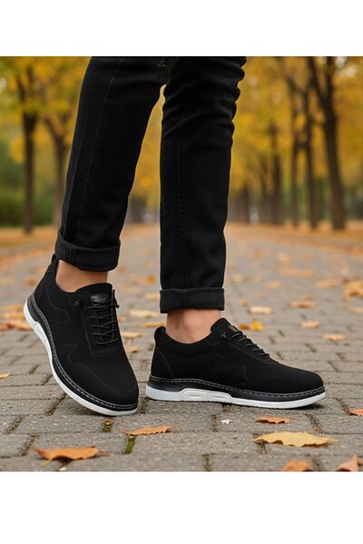 Budaks Ανδρικά μαύρα παπούτσια από γνήσιο δέρμα ελαστικά καθημερινά παπούτσια...