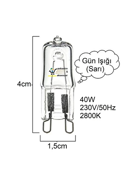 Altus Fırın İç Aydınlatma Lambası 40W Kapsül Lamba 2800K Işık Halojen Ampul 300°C