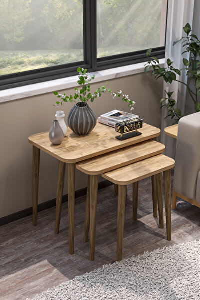 GOLDFALEZ Zigon Sehpa Ahşap KR Torna Ayak Ceviz