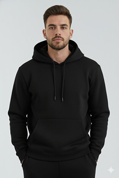 OXVİN Пухена блуза от полар с качулка - джоб тип кенгуру, 3 прежди - ОРИГИНАЛНА КАЛИБРА