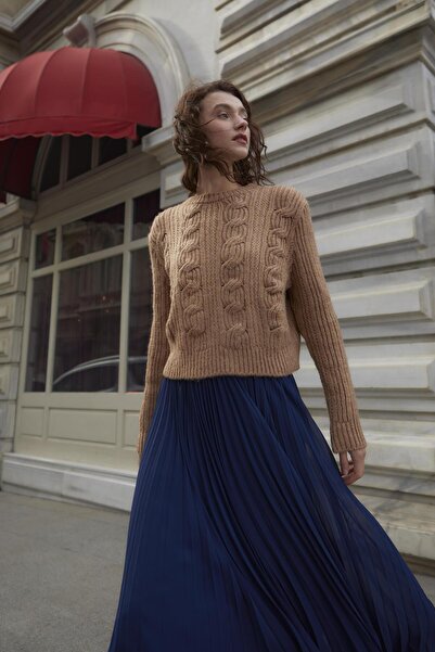 inspiration Geniş Saçlı Crop Kazak Br7028 Bakır