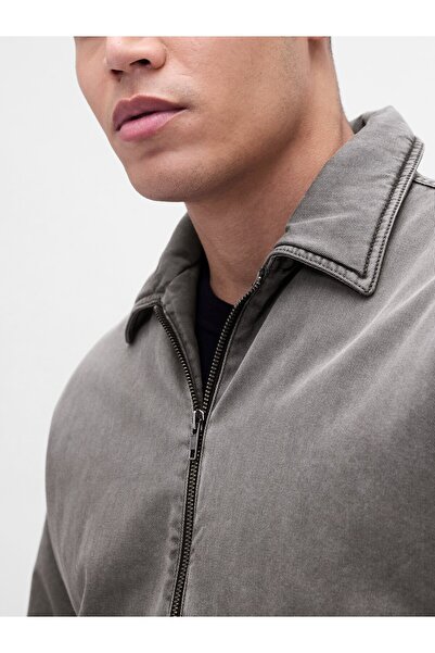GAP Erkek Gri Washed Twill Bomber Ceket