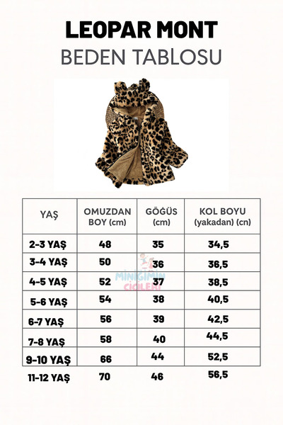 Minigimin Cicileri Miniğimin Cicileri Leopar Desenli Kız Çocuk Kürk Kaban - Kahve