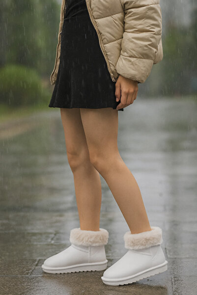 TUANA TARZ Kadın Yarım Bot Içi Tüylü Kalın Taban Kadın Bot su geçirmez Ayakkabı