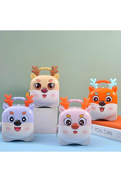 racoonco حصالة على شكل غزال وقطة للأطفال لجمع النقود مع قفل ومفتاح