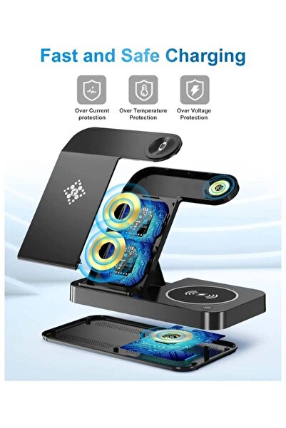 unbranded 4-in-1 15W Foldable Wireless Charging Station for Phones, AirPods and Apple Watch