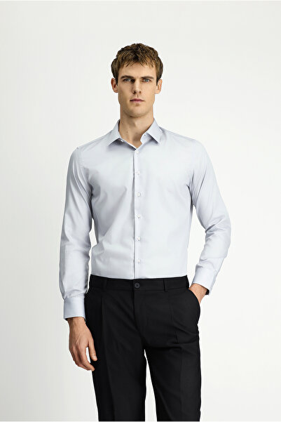 Kiğılı قميص كلاسيكي بأكمام طويلة وقصة ضيقة من القطن غير الحديدي