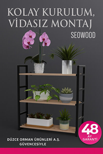 stickwood 3 Katlı Süper Kalite Siyah Kitaplık & Ayakkabılık, Banyo, Mutfak, Oyuncak Dolabı