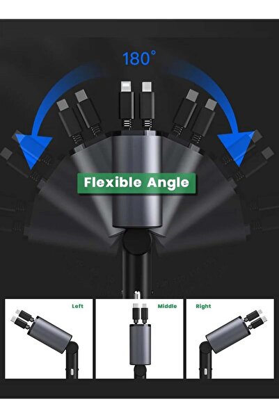 Generic 12/24V 120W Fast Car Charger with Retractable Charging Cable