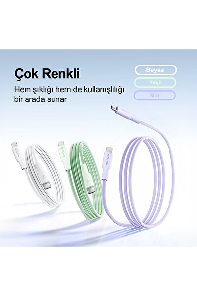 Airbot Airbot 27W 1 Metre Type-C’den Type-L’ye Şarj Kablosu,Veri Aktarımı ve Şarj Kablosu,Mor CTL27