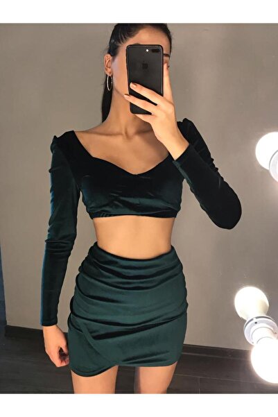 LAST POINT LİFE Velvet Bustier Skirt Set
