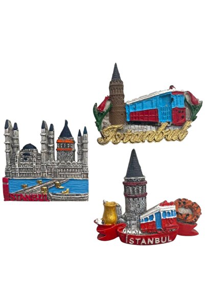 GALATA GIFT İstanbul Temalı Buzdolabı Magneti, 3'lü Magnet Seti, Galata Kules...