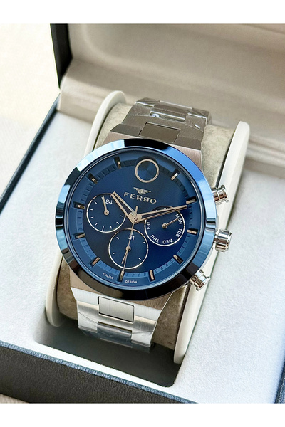 FERRO Silver Steel Cord Men's Wristwatch Fm11568Awt-L3 Functions Active 3 Atm Water Resistant