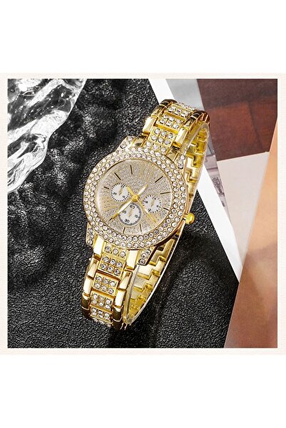 OEM Set de lux placat cu aur de 14K – ceas, colier, brățară, cercei și inel cu cristal de zirconiu