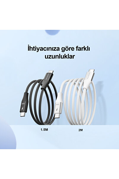 Airbot Airbot 100W 2 Metre Type-C’den Type-C’ye Şarj Kablosu,Ultra Hızlı Şarj, Android Uyumlu Beyaz CTC100