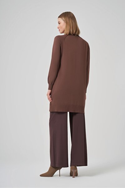 Nuss Βασική μερσεριζέ ζακέτα T300 με πέτρινη κεντημένη λαιμόκοψη και μανίκια ρεγκλάν