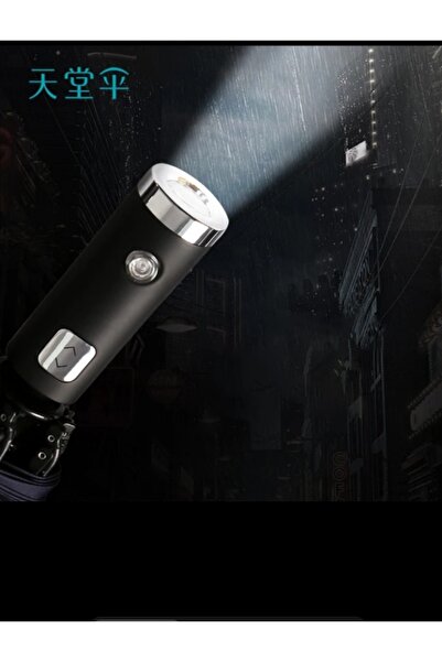 ELEVEN MARKETS 10 Tel Lüx Led Lambalı Siyah Otomatik Şemsiye