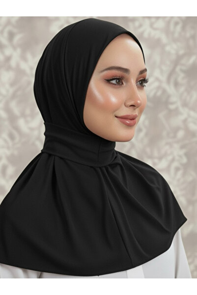 Happyline Hazır Başörtü Çıtçıtlı Şal Spor Başörtüsü Havuz Ve Deniz Hazır Şal Siyah