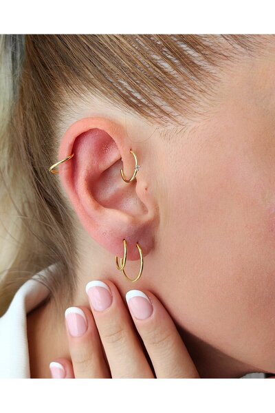 MEKS JEWELS Gümüş Halka Küpe Kombini