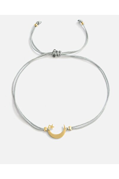 MEKS JEWELS İpli Gümüş Ay Yıldız Bileklik