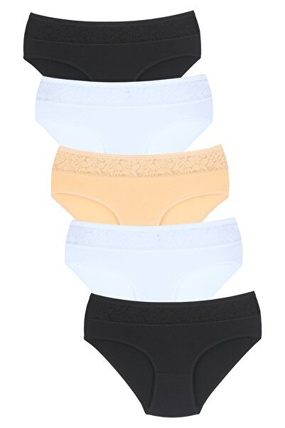 Newlilla 1016 Chiloți cu margine groasă, alb, negru, piele, 5 piese, pentru utilizare zilnică V13