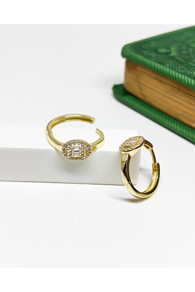 MEKS JEWELS Gümüş Baget Taşlı Halka Küpe