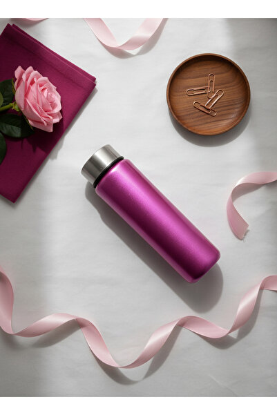 Blissra Silvery Glass Flask 550 ml | Premium Lid, Leak-Proof & Healthy