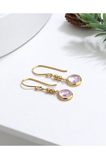 MEKS JEWELS Pembe Quartz Renkli Taşlı Gümüş Küpe