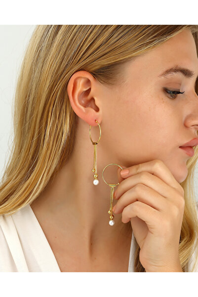 MEKS JEWELS İnci Taşlı Tasarım Gümüş Küpe