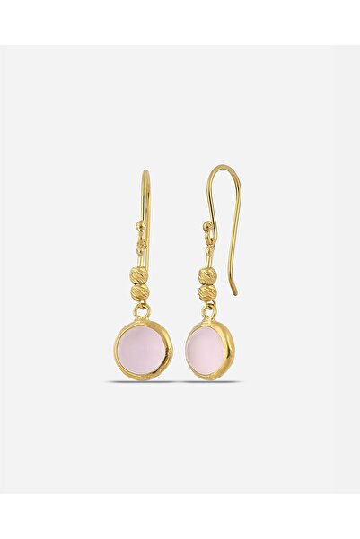 MEKS JEWELS Pembe Quartz Renkli Taşlı Gümüş Küpe