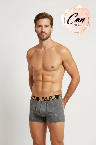 Juan Raul Juanraul Erkek Boxer - Gri İçecek Desenli - DB183