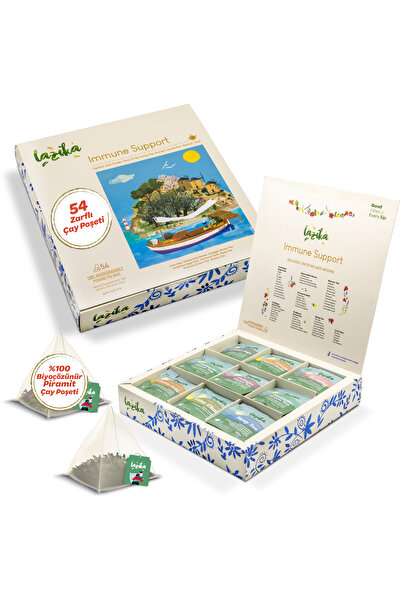 LAZİKA Bağışık Destekleyici Bitki Çayı Seti-54'lü PLA Poşet Çay, Premium Kole...