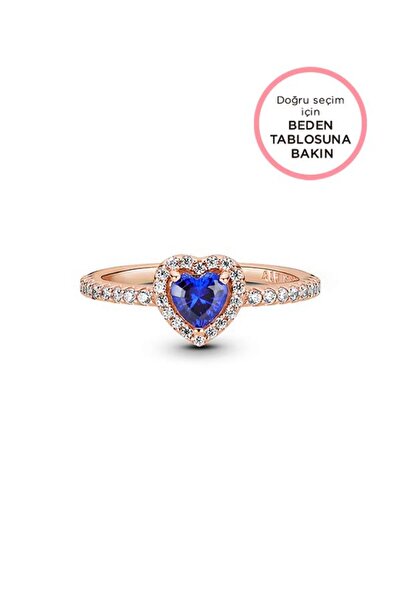 Pandora Işıltılı Mavi Yükseltilmiş Kalpli Yüzük