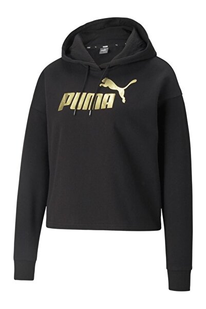 Puma Ess+ Cropped Metallic Logo Hoodie Fl Pum Sweatshirt