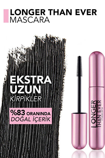 Flormar Doğal Kirpik Uzatıcı Maskara (Siyah) - Longer Than Ever Mascara - 001 Black