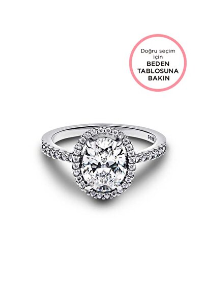 Pandora Oval Işıltılı Hale İddialı Yüzük