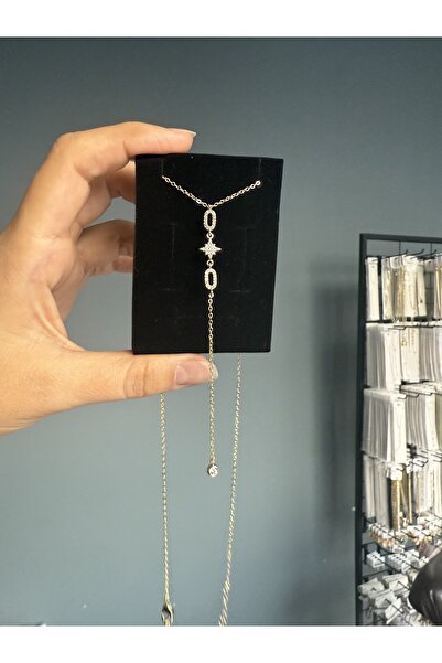 DGK COLLECTİON 14k gold renk ZİRKON TAŞLI,ÖZEL TASARIM DEKOLTE KOLYESİ Y FORM TREND ✨