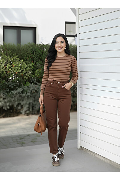 studio fashion 1988 بنطلون جينز نسائي من سلسلة Premium مصنوع من القطن بخصر عا...