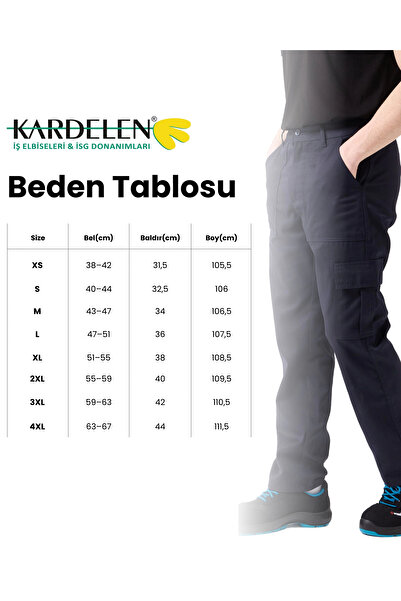Kardelen İş Elbiseleri Galanthus Technical Pants Men's Grey Cargo Pocket Comfortable Fit Durable Work Trousers