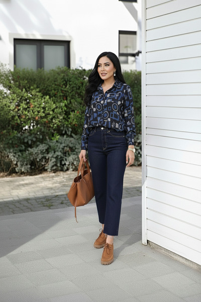 studio fashion 1988 بنطلون جينز نسائي من سلسلة Premium مصنوع من القطن بخصر عا...