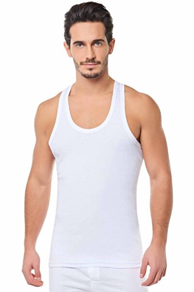 3nbe White Men's Undershirt Strap Combed Cotton 3 Pieces