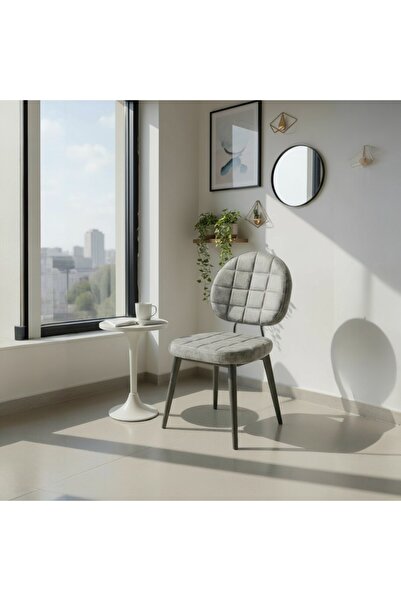 DENGEMA Palermo S25 Sandalye – Antrasit Kumaş, Siyah Metal Ayak