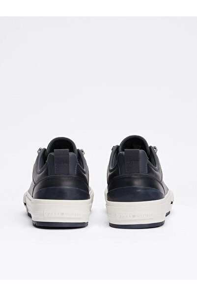 Tommy Hilfiger Erkek Rahat Kaydırmaz Taban Dikiş Detaylı Deri Lacivert Sneaker FM0FM05452-DW5
