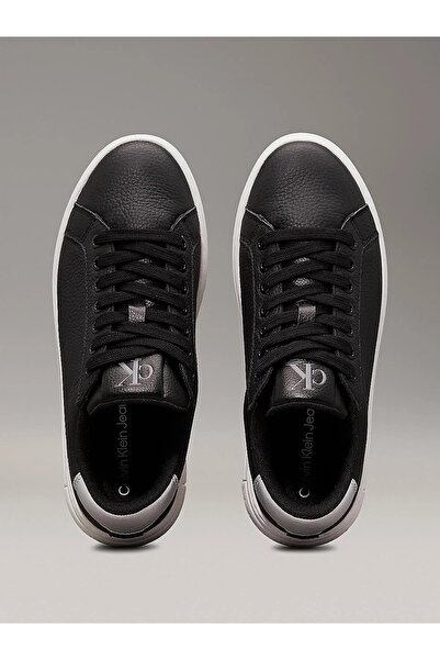 Calvin Klein Women's Low-Top Platform Sole Leather Black Sneaker Yw0Yw01632-0Gl