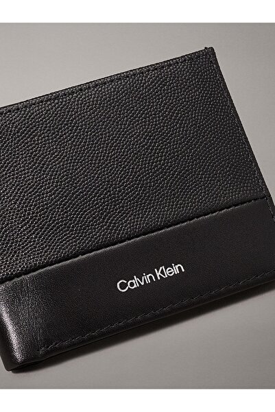 Calvin Klein Erkek Havyar Yüzey Ck Logo Siyah Deri Cüzdan
